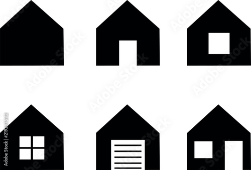 WBlack house icons and home symbols for real estate designeb