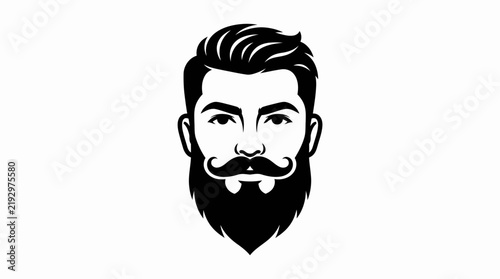Bearded man face portrait icon hipster style.