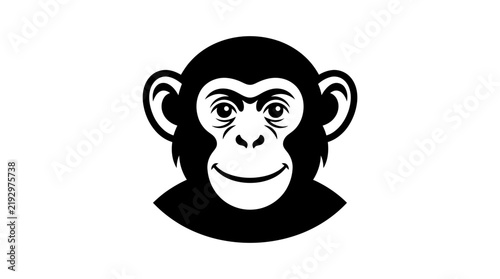 Black and white monkey face minimalist logo icon.
