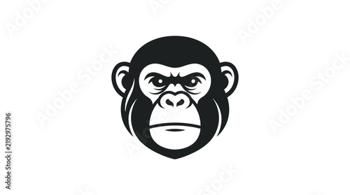 Black chimpanzee head ape face icon.