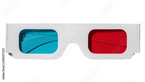 Fotografía Anaglyph 3D glasses with red and cyan lenses, isolated on transparent background