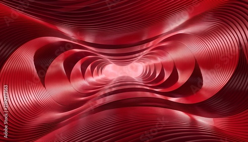 Abstract red swirl tunnel with light pattern