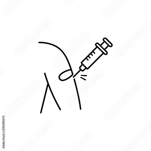 Immunization arm injection icon with immunization shoulder shot and vaccine dose black and white vector