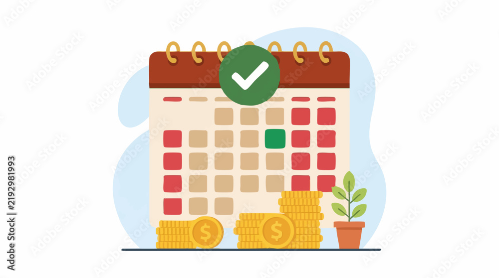 Fototapeta premium Successful Financial Planning Calendar with Savings and Investment Growth