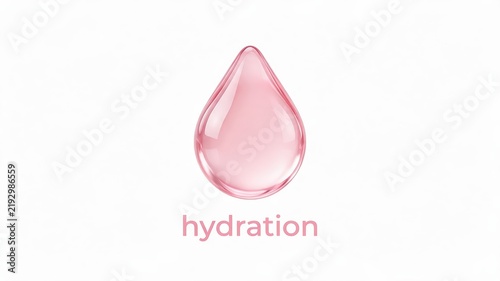 Translucent Pink 3D Hydration Skincare Icon Isolated on White Background