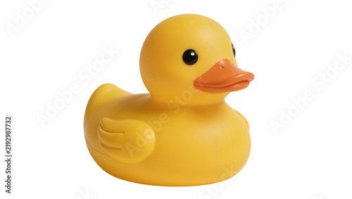Canvastavla Classic yellow rubber duck toy with orange beak, isolated on transparent backgro