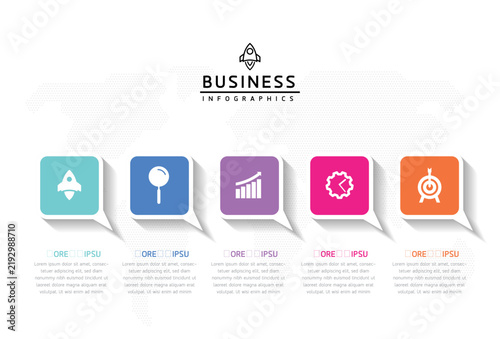 Vector infographic template showing steps or processes for business presentations and design creation.