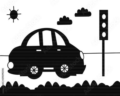 car cartoon black silhouette element object icon