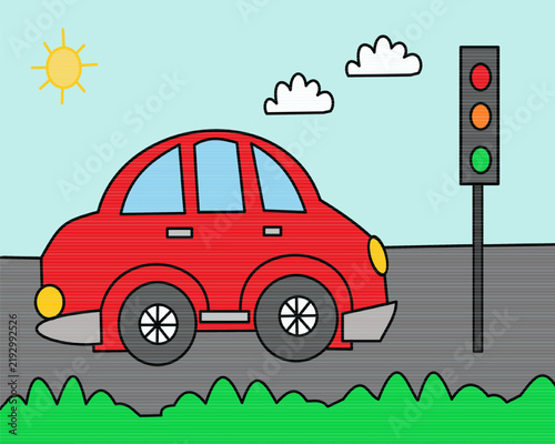 car cartoon clipart element object for kids book printable page