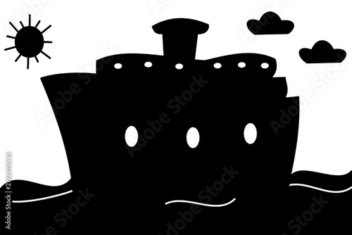 ship on a sea silhouette transport sea wter transportation icon