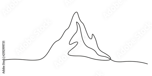 Foto Continuous single line drawing of mountain peak with flowing baseline Minimalist