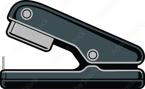 Dark office stapler illustration featuring metallic details isolated on white background