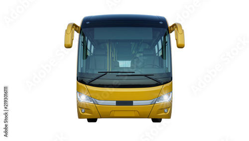 Fotografía Yellow luxury tour bus with black roof and tinted windows, isolated on transpare