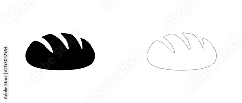 Artisan sourdough bread loaf vector icon filled and outline, craft bakery and sourdough baking symbol.