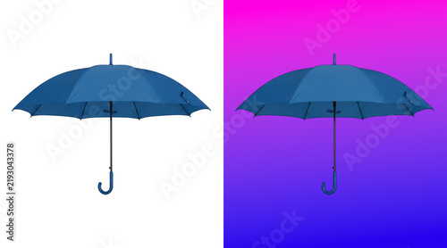 Blue umbrella and gradient background