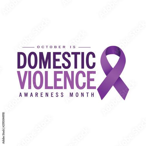 Domestic Violence Awareness Month Typography with Purple Ribbon