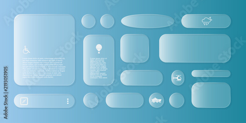 Modern glass morphism effect ui elements for digital interface design