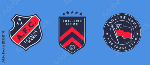 Set of Football badge emblem club logo. Soccer logo with shield background vector design collection