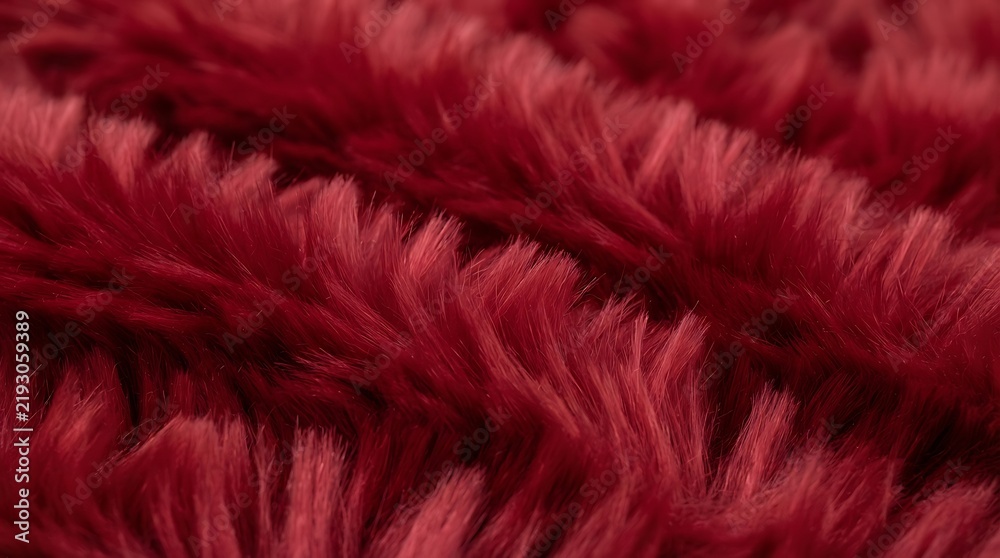 Obraz premium Soft dark red faux fur texture background with fluffy long hair fibers