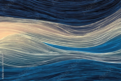 Abstract wavy lines of color