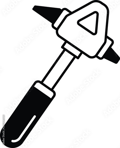 Medical reflex hammer icon for neurological examination and health diagnostics