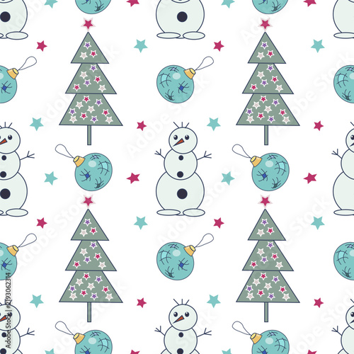 Hand drawn Christmas seamless pattern with christmas trees for festive winter seasonal design