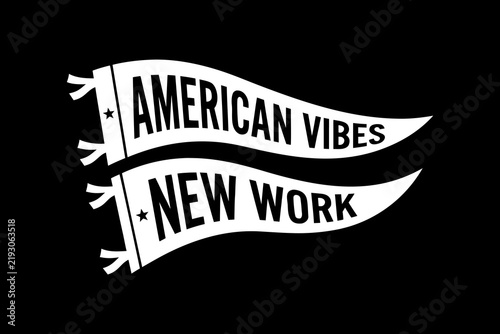 Pennant Flag Vector Mockup with Text Ribbon Banners
