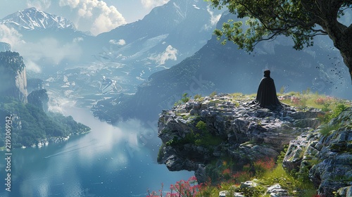 Serene Cliff Landscape Surrounded by Vast Nature Creating Moments of Peaceful Solitude