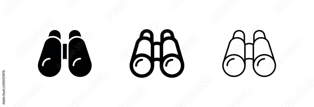 Obraz premium Binoculars Icon Set, Vision and Discovery Symbol