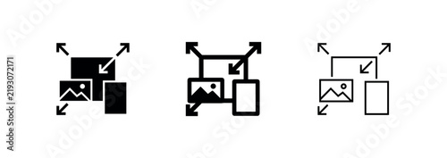 Image Resizing and Aspect Ratio Scaling Icon Set for Photo Editing and Web Design