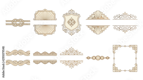 Art Deco Ornate Decorative Elements Vector Set