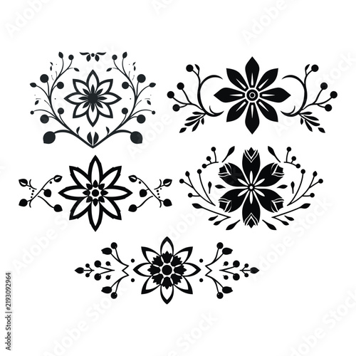 Sophisticated Botanical Floral Ornament Collection for Wedding Branding Invitations and Decorative Design