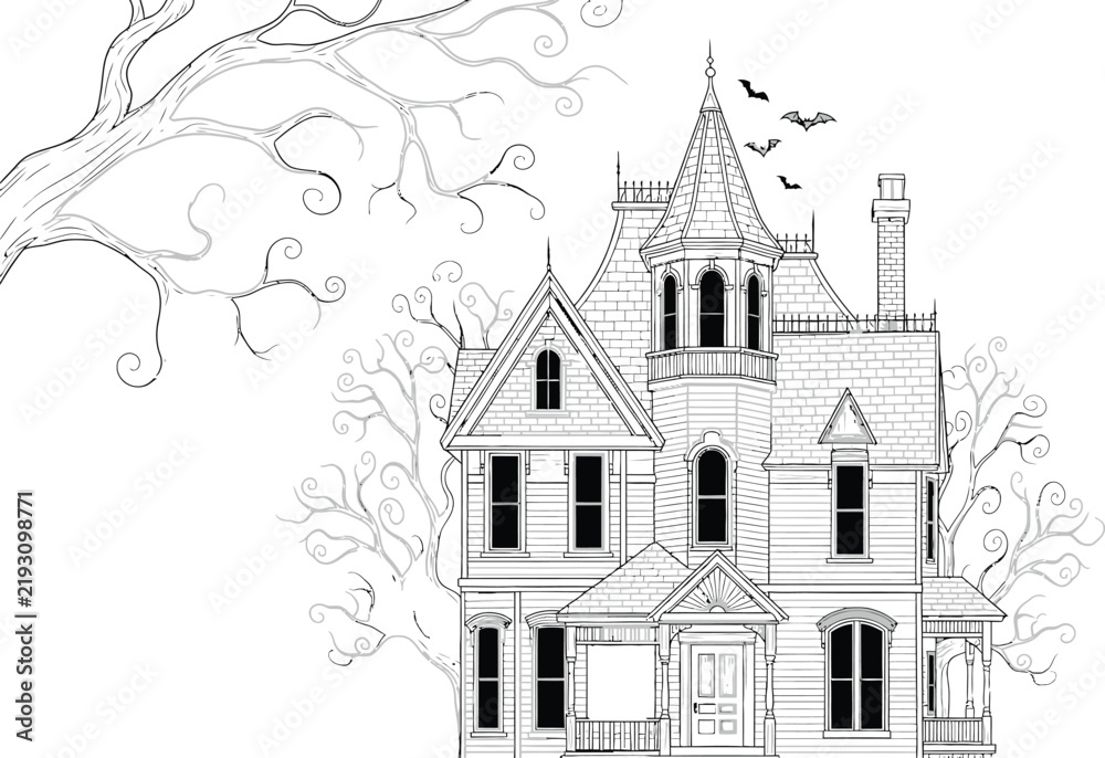 Fototapeta premium Vintage line drawing of a quaint church with steeple and cross.
