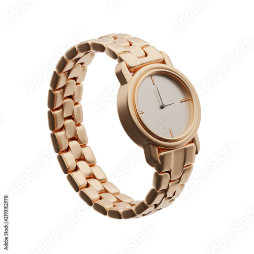 Elegant Rose Gold Wristwatch 3d illustration