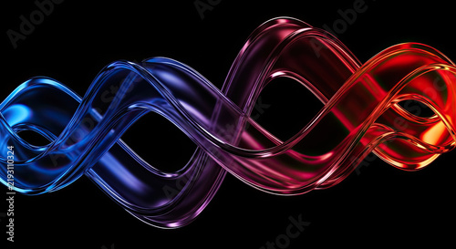 A vibrant, abstract, and luminous swirl of iridescent, flowing ribbons.