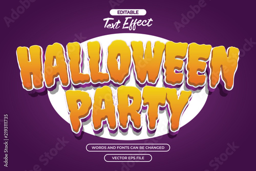 3d Halloween party editable text effect with purple background