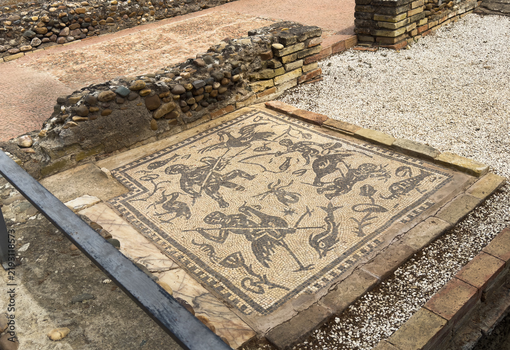 Obraz premium Italica, an ancient Roman city in Hispania; its site is close to the town of Santiponce in the province of Seville, Spain.
