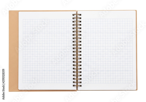 Open spiral notebook with blank pages for notes