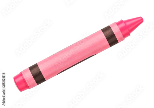 Single bright pink wax crayon for drawing and art