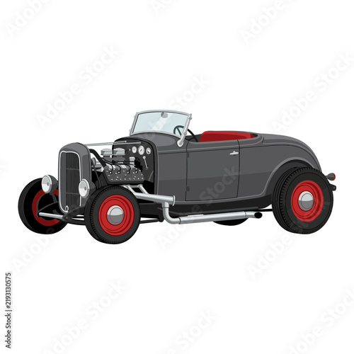 Classic Hot Rod Convertible Car, Isolated on Transparent Background