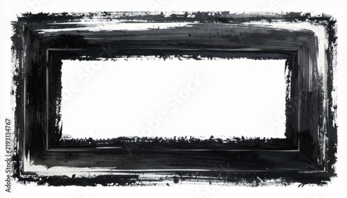 Abstract distress background layout featuring hand drawn layered paint edge element for banner decoration graphic clip art, designed with black and white rough brush stroke texture border frame.