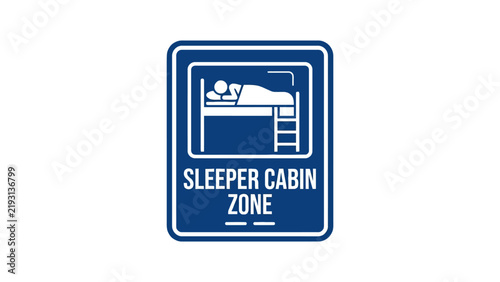 Sleeper Cabin Zone Sign Icon - Bunk Bed and Sleeping Person