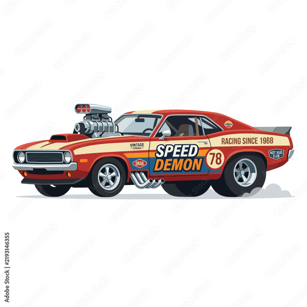 Fototapeta premium Vintage Red Hot Rod Muscle Car 