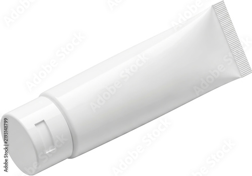 Blank white cosmetic tube for cream or lotion packaging