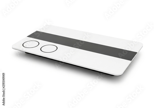 Modern white plastic smart card with black stripe