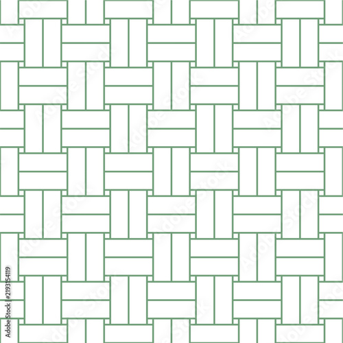 Woven Basket Weave Green and White Pattern Background