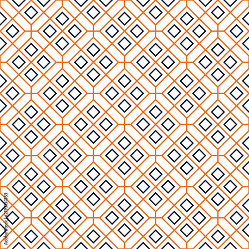 Geometric Orange and Dark Blue Seamless Pattern Background