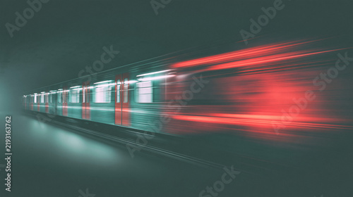 fast moving subway car