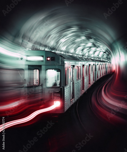fast moving subway car