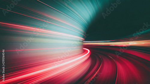 speed motion blur inside transportation tunnel